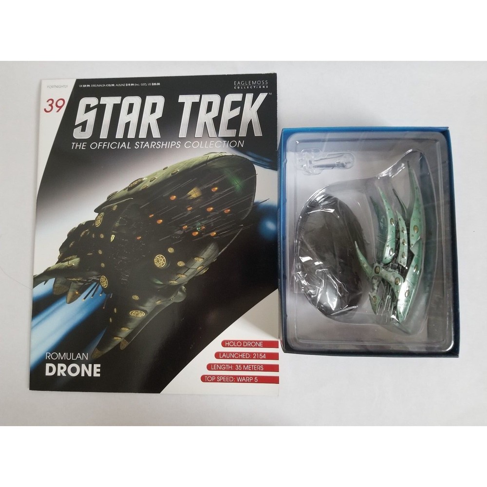 Eaglemoss Star Trek Starships Romulan Drone Die Cast Metal Ship #39 w Magazine